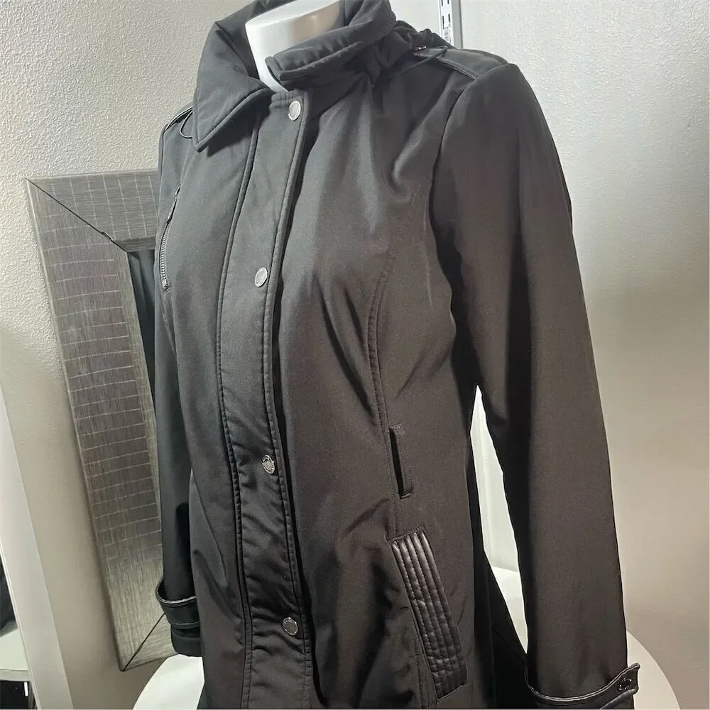 COPY - Michael Kors Women's Black Hooded Trench Coat Size S Long Sleeve